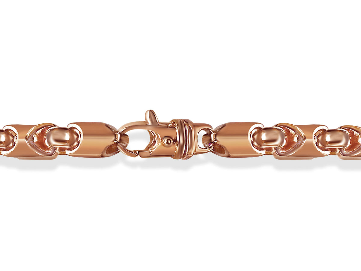 Fancy Tube Solid White/Yellow/Rose Gold Handmade Necklace , 8mm, 16-30 Inch