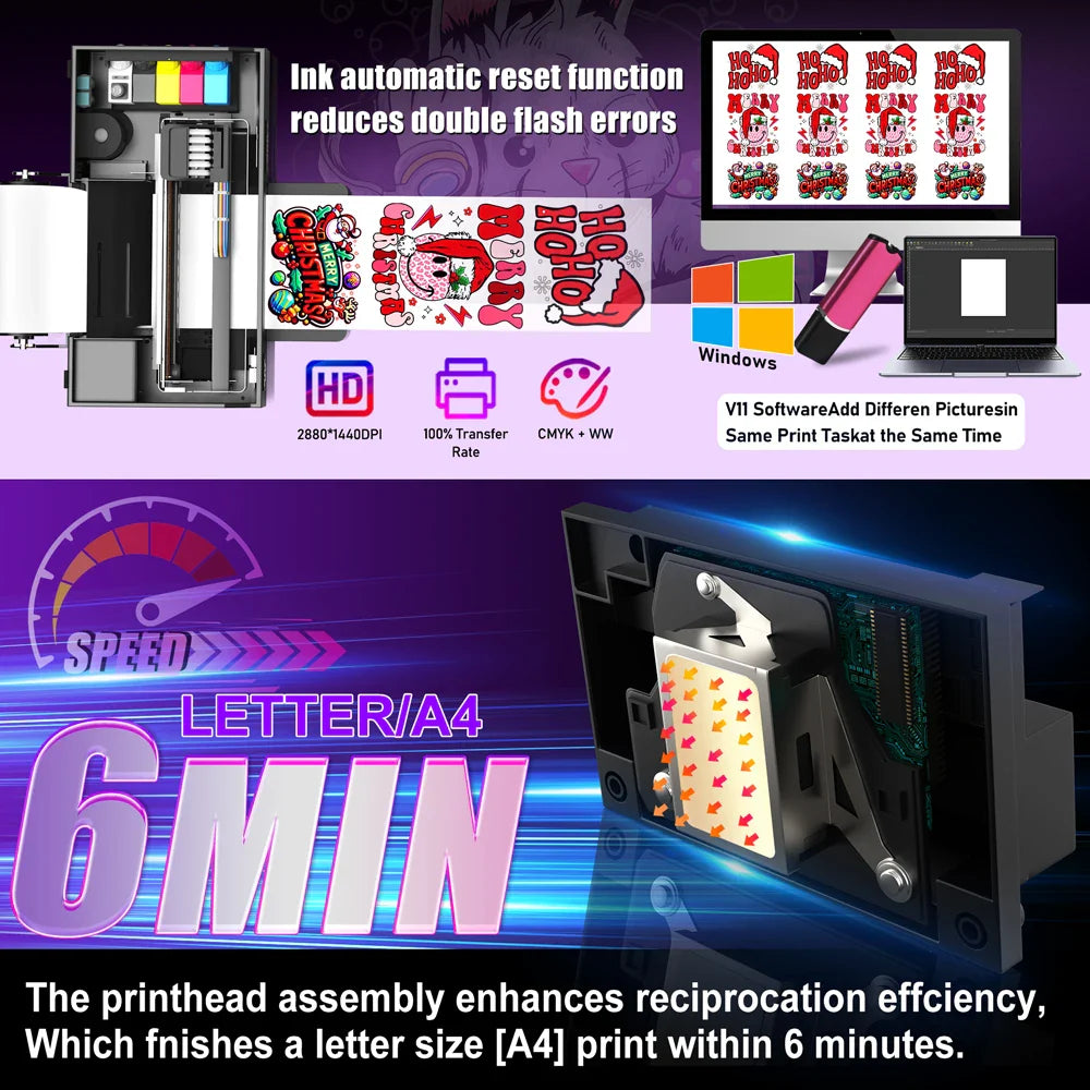 FREE SHIPPING Direct to Film A4 Printing Machine Digital Inkjet Heat Transfer T Shirt Fabric for Epson L800 Printhead