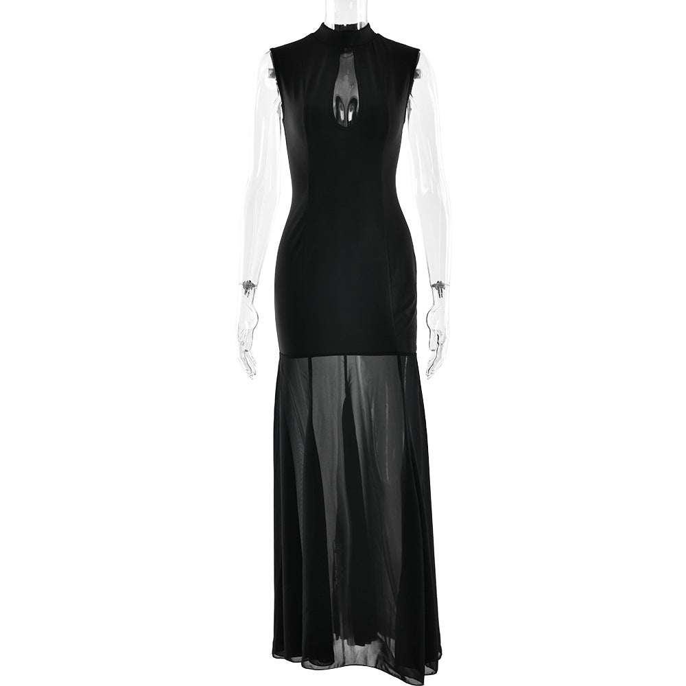 Sexy Cutout Tube Top Cinched Waist See-through Fishtail Dress Women Dress