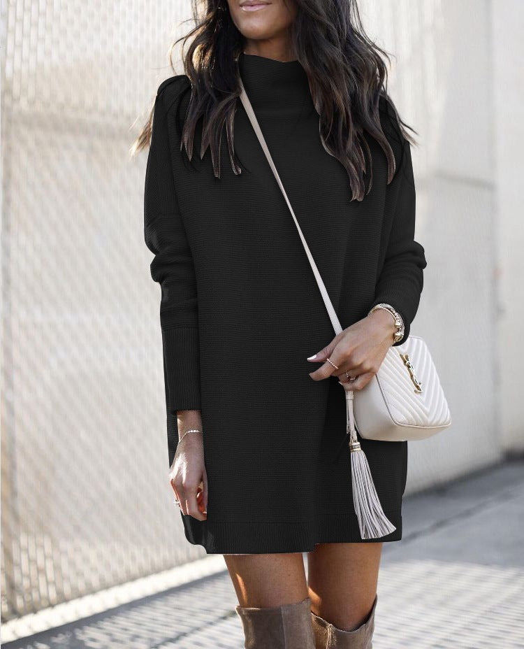 Women Clothing round Neck Knitted Long Sleeved Dress