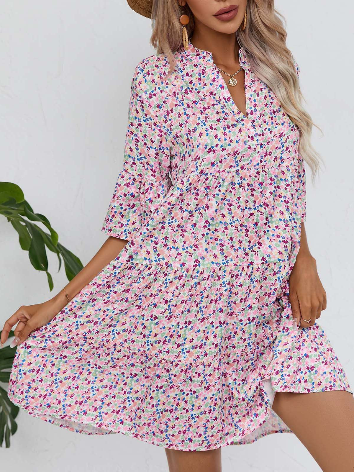 Women Clothing Dress Summer Loose V neck Casual Short Women Clothing