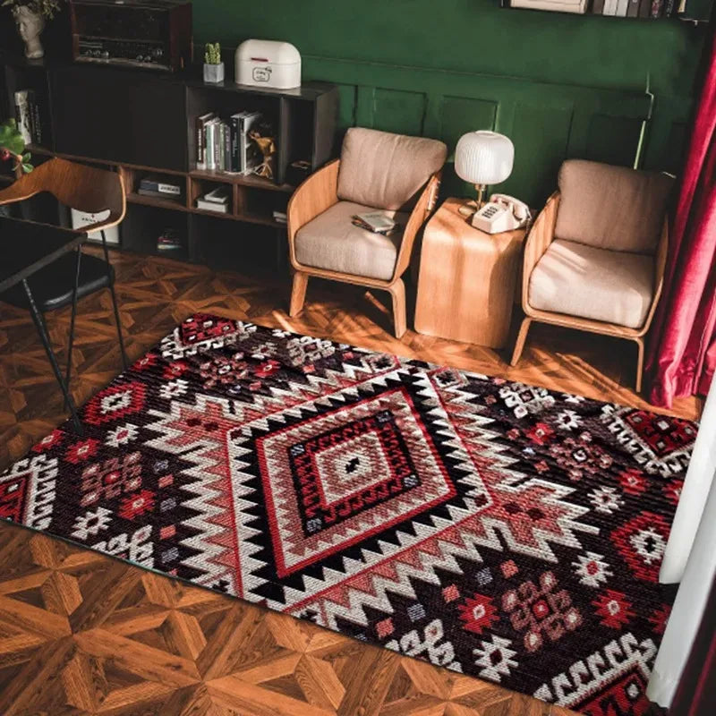 Bohemian Style Non-slip Rug Pastoral Persian Style Non-slip Doormat Suitable for Living Room Sofas and Bedroom Coffee Tables