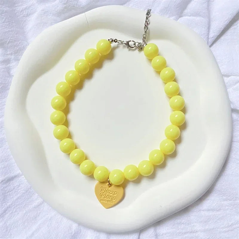 Princess Heart Pendant Pet Pearl Collar Dog Necklace Cat Jewelry Collar Puppy Accessories Dog Chain Chihuahua Wedding Jewelry