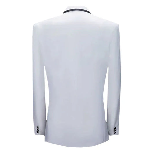 (Jacket+Pants) Men Fashion Wedding Banquet Party Flower Suits Singer Pianist Stage Performance Splicing Dress Blazer and Trouser
