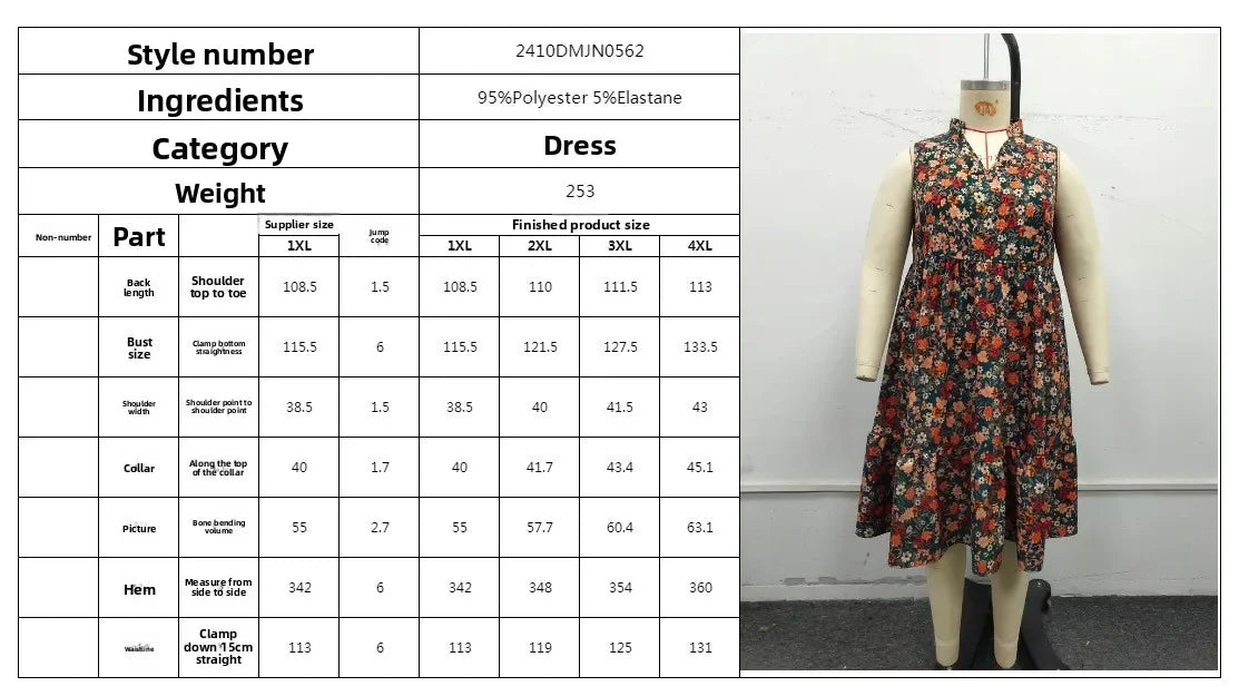 Dress 2025 Spring and Summer Foreign Trade Temperament Elegant Fashion Printed Sleeveless Dress for Women