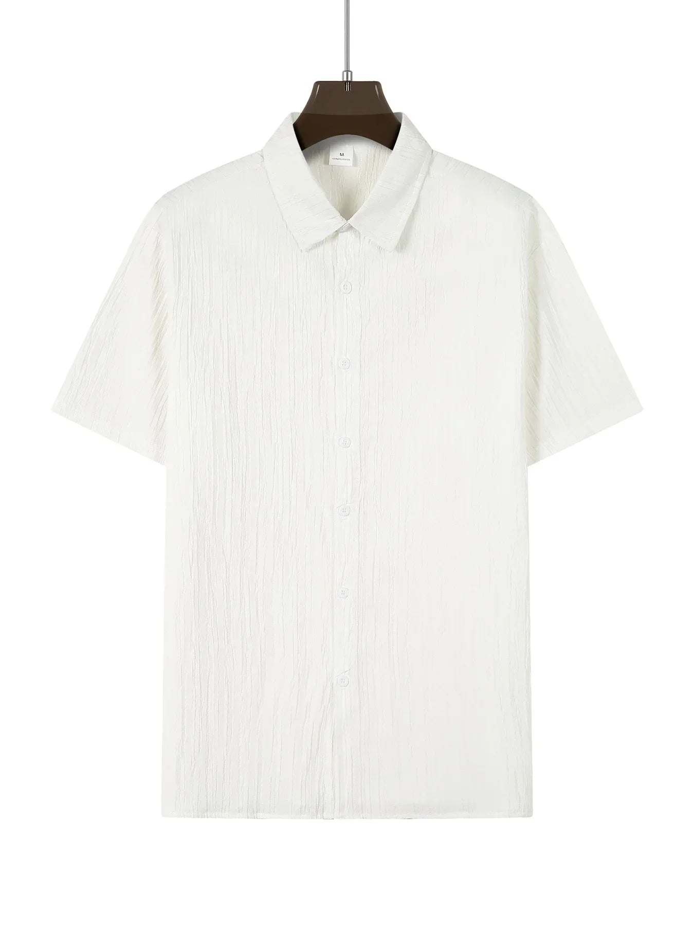 Shirt Hawaiian Shirt Short Sleeve Cardigan Striped Lapel Solid Color All-match Breathable Quick Drying Men's Casual Shirt