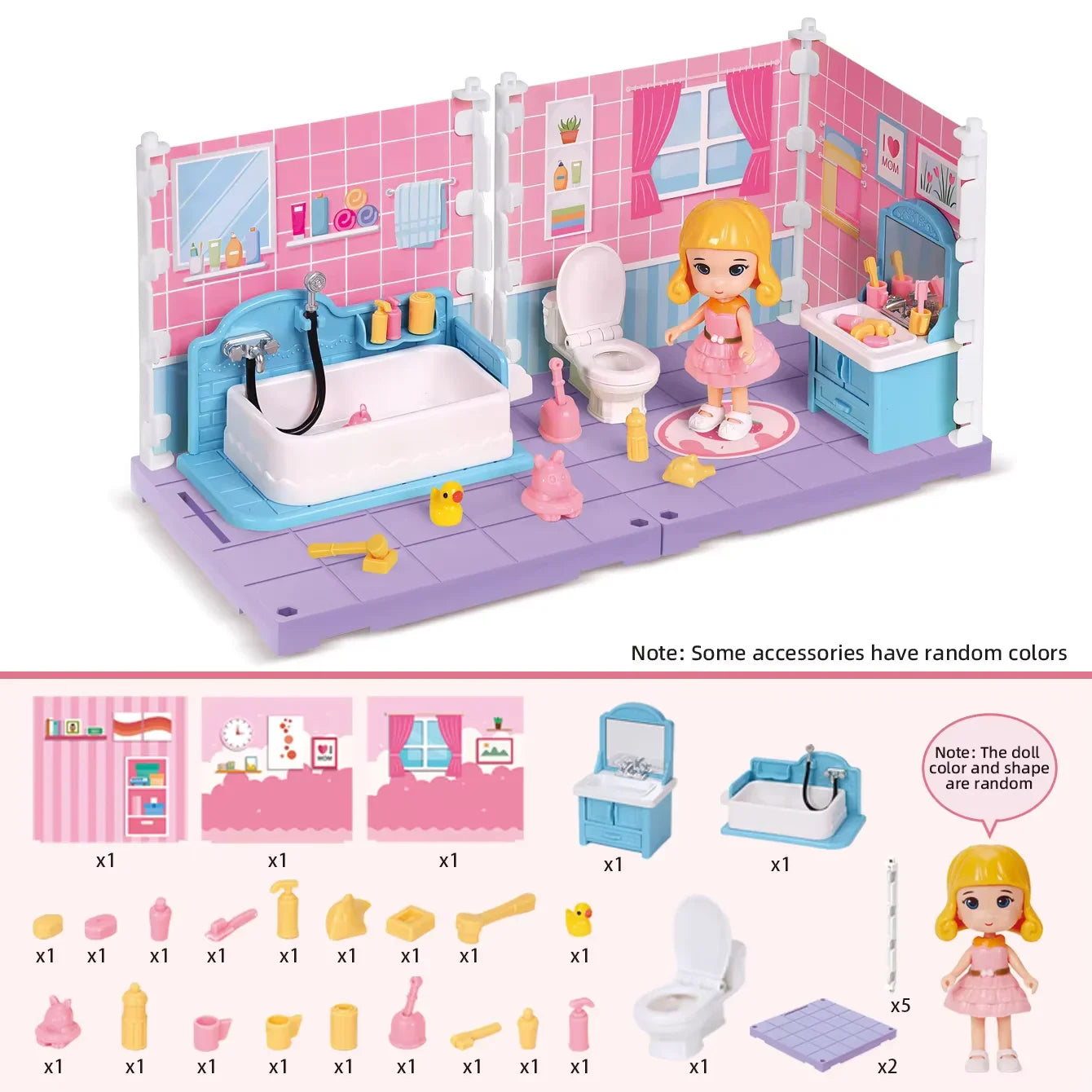 Mini Home Accessories DIY Doll House Furniture Assembly Model Simulated Bedroom Kitchen Decoration Pretend Play Toy Girl Gift