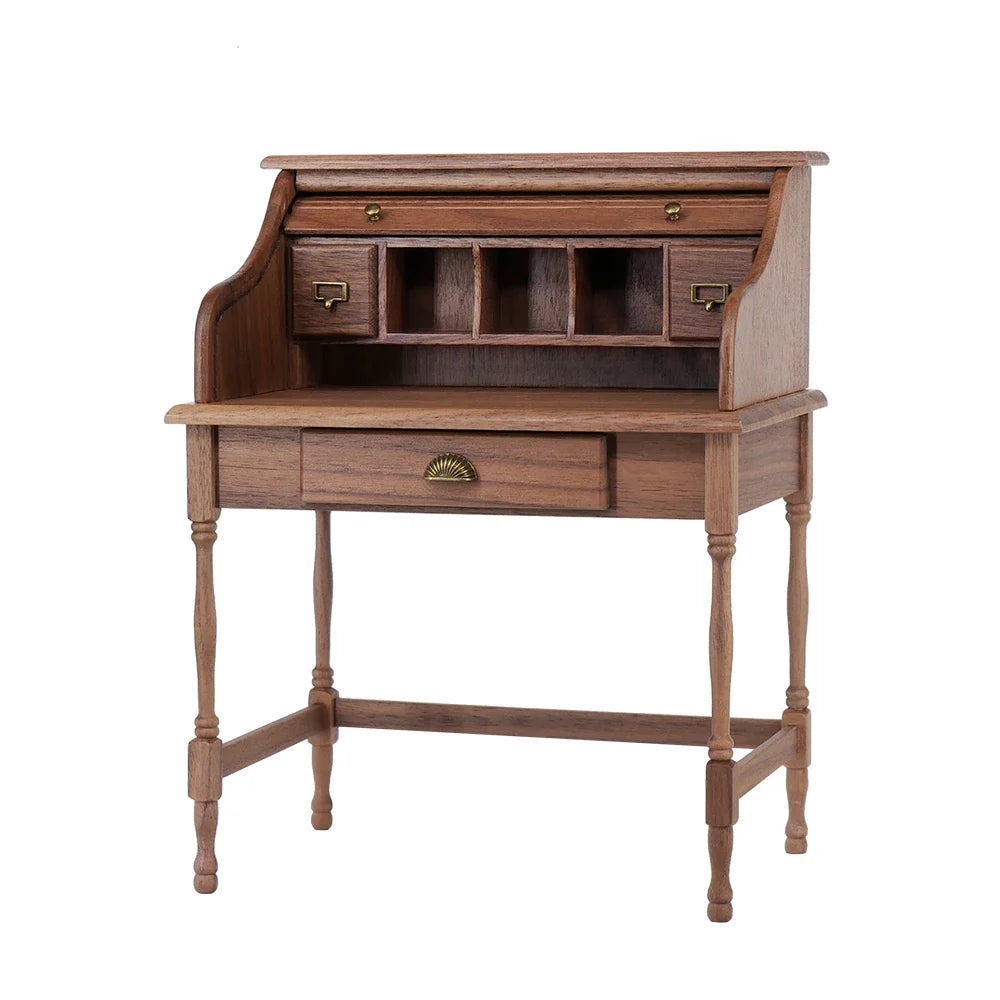 1/6 Dollhouse study Room Accessories Mini Furniture Retro shutter desk