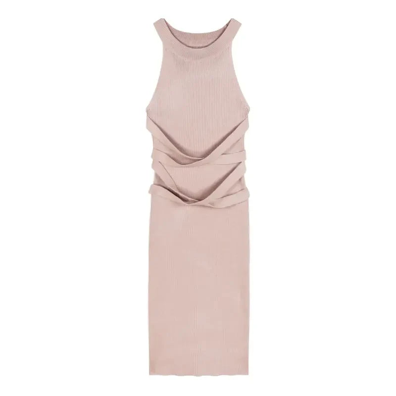 Dresses for Women Elegant Sexy Sleeveless Back Textured Mini Skinny Dress New Fashion Summer Casual PTKPCC