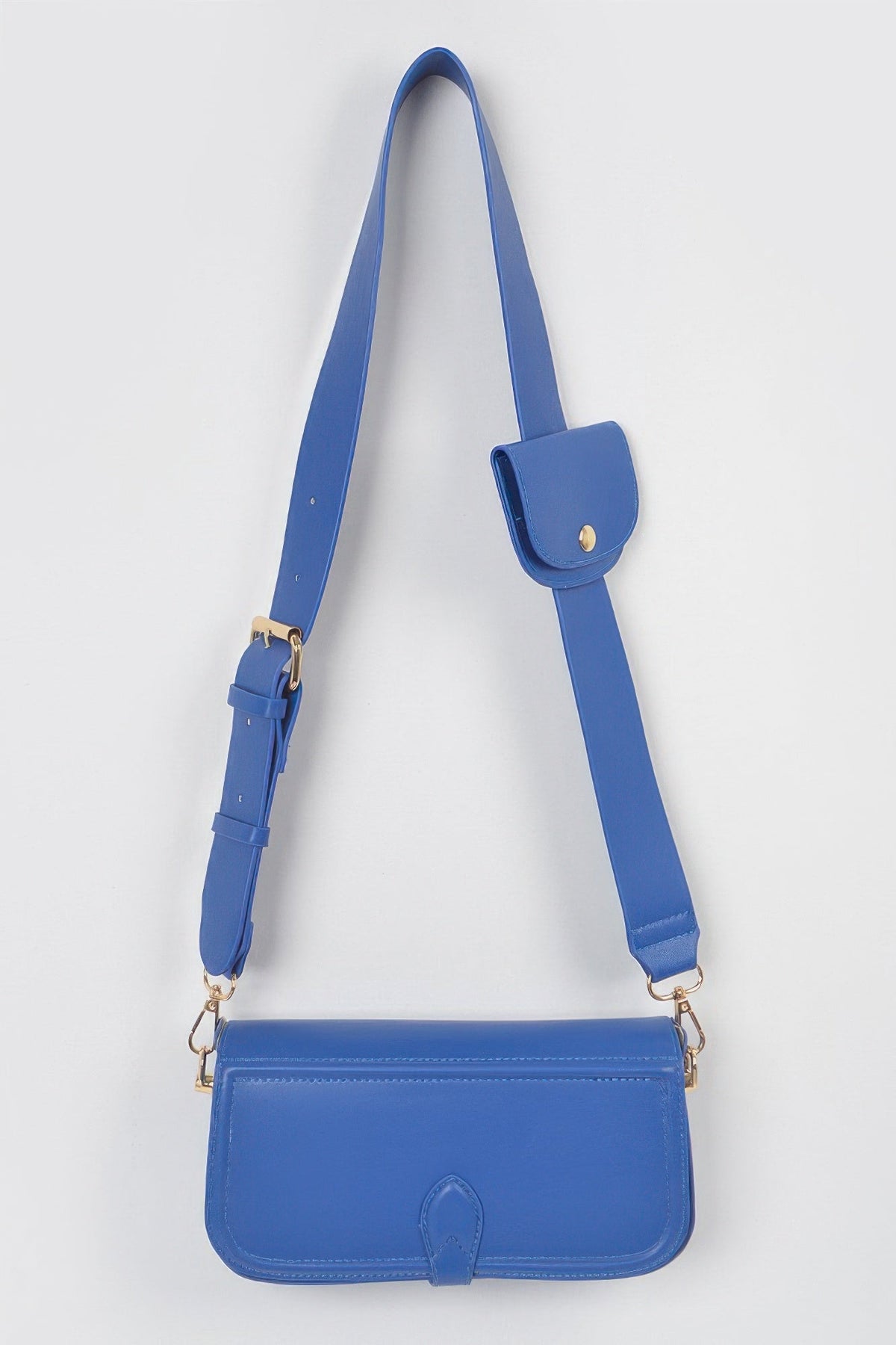 Faux Leather Crossbody Bag W/mini Pouch