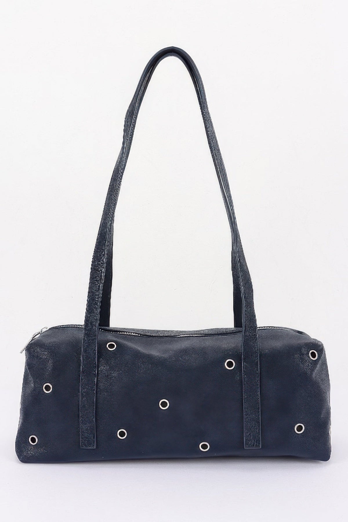 Vegan Leather Eyelet Studded Rectanglar Bag