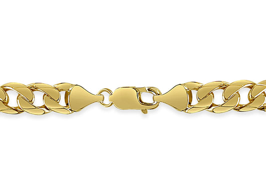 Curb Solid White/Yellow/Rose Gold Handmade Necklace , 9mm, 16-30 Inch