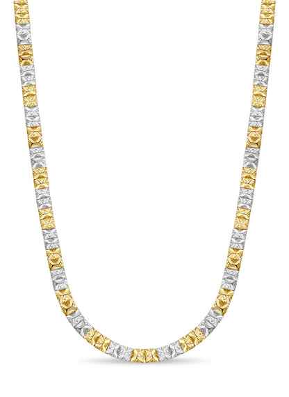 Nugget Solid White/Yellow/Rose Gold Handmade Necklace , 9mm, 16-30 Inch