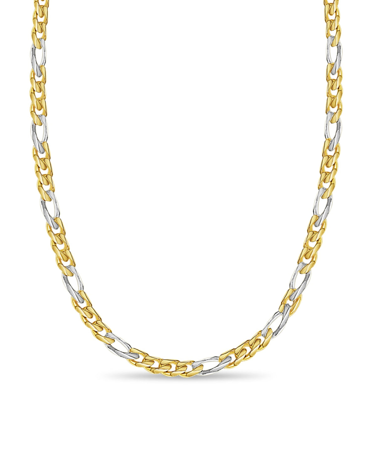 Figaro Solid White/Yellow/Rose Gold Handmade Necklace , 14mm, 16-30 Inch