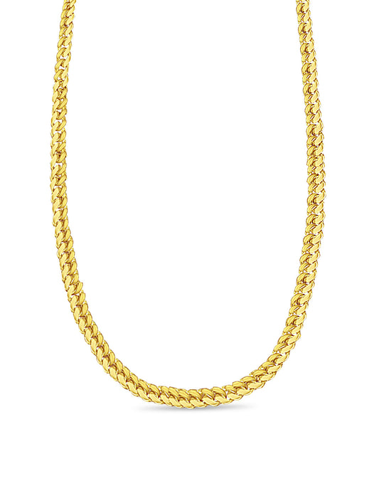 Curb Solid White/Yellow/Rose Gold Handmade Necklace , 7mm, 16-30 Inch
