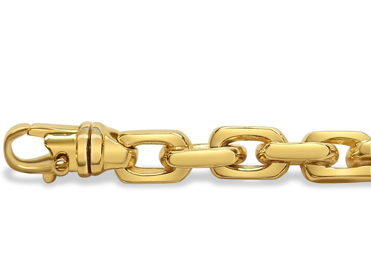Fancy Rolo Solid White/Yellow/Rose Gold Handmade Bracelet , 8mm, 6.5-10 Inch