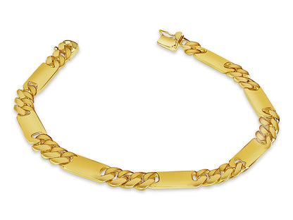 Figaro Bar Solid White/Yellow/Rose Gold Handmade Bracelet , 8mm, 6.5-10 Inch