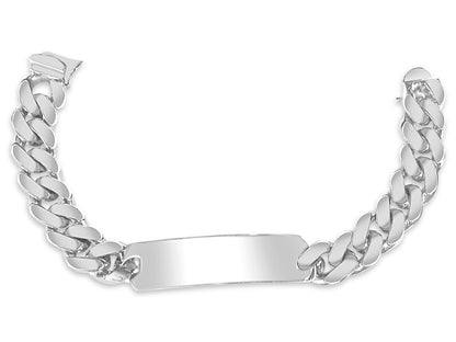 ID Curb Solid White/Yellow/Rose Gold Handmade Bracelet , 15mm, 6.5-10 Inch
