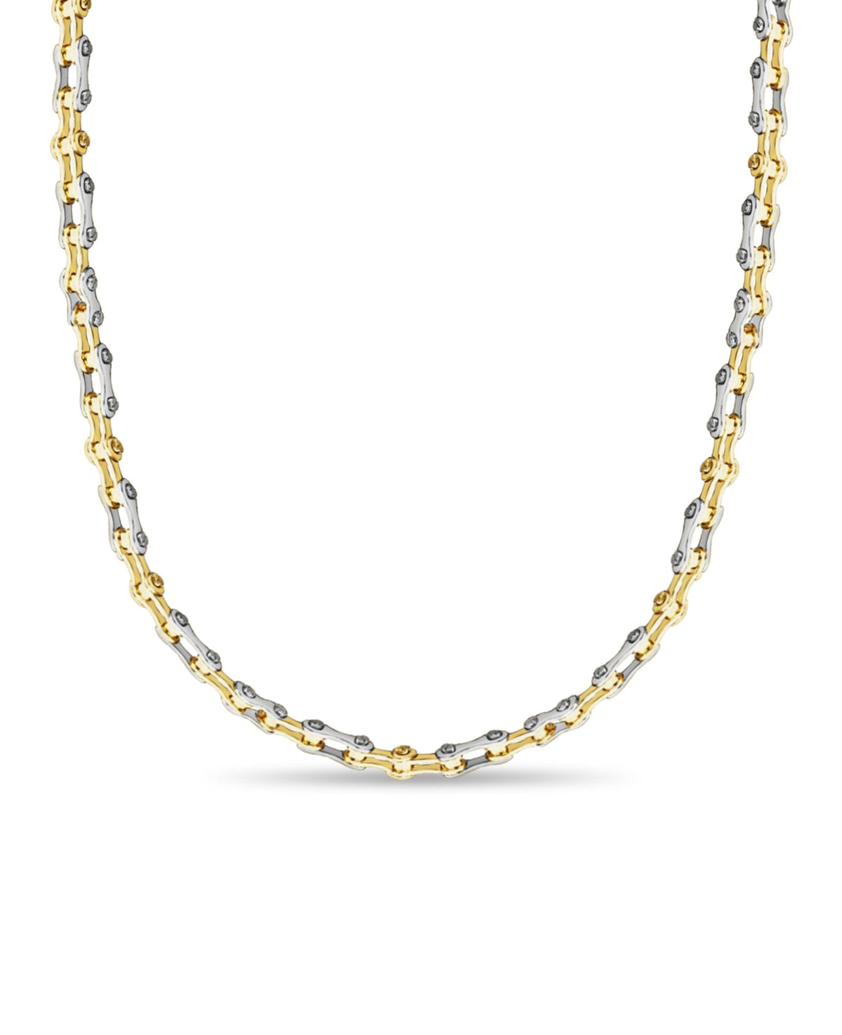 Motorcycle/Bike Chain Solid White/Yellow/Rose Gold Handmade Necklace , 12mm, 16-30 Inch