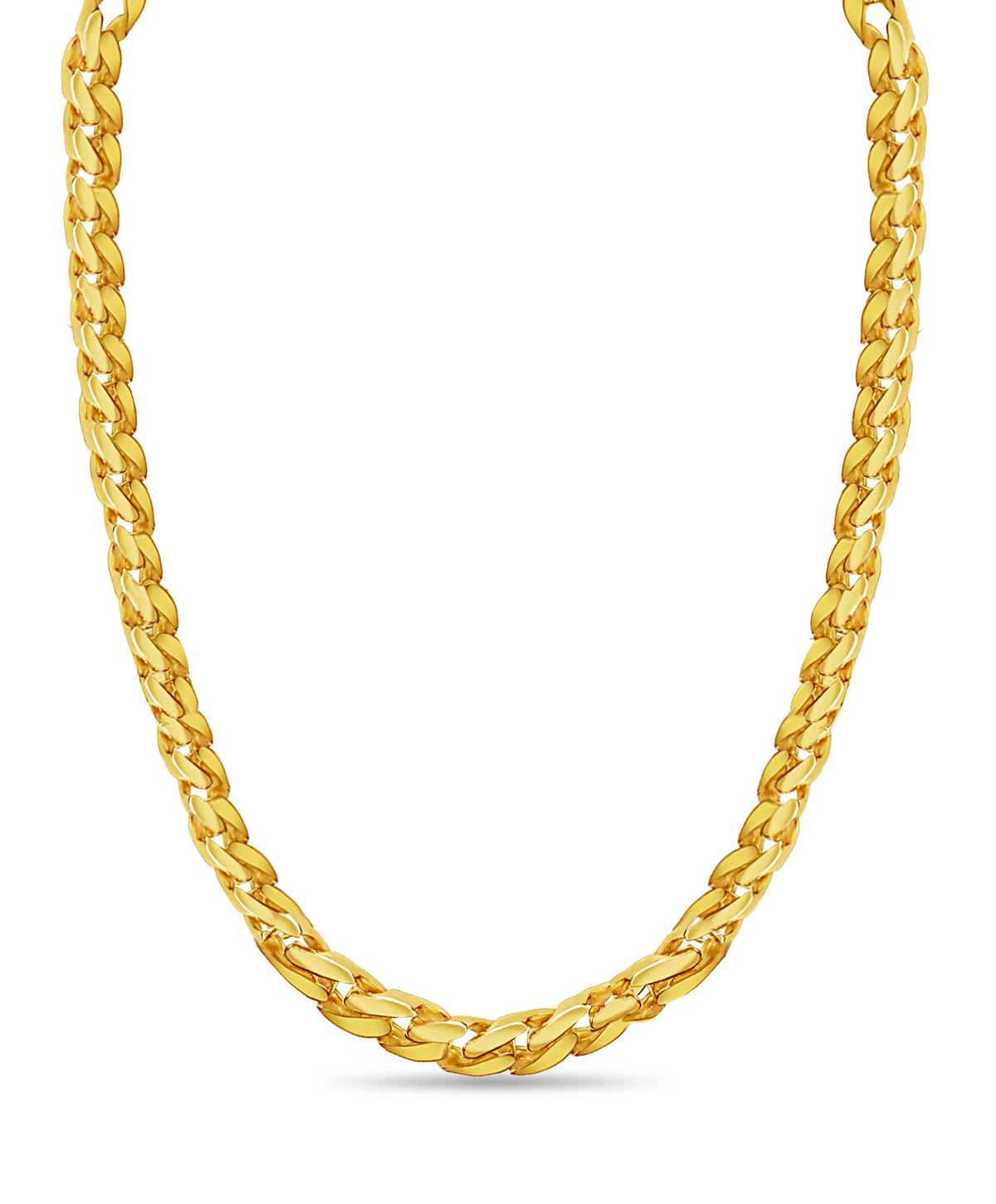 Curb Solid White/Yellow/Rose Gold Handmade Necklace , 16mm, 16-30 Inch