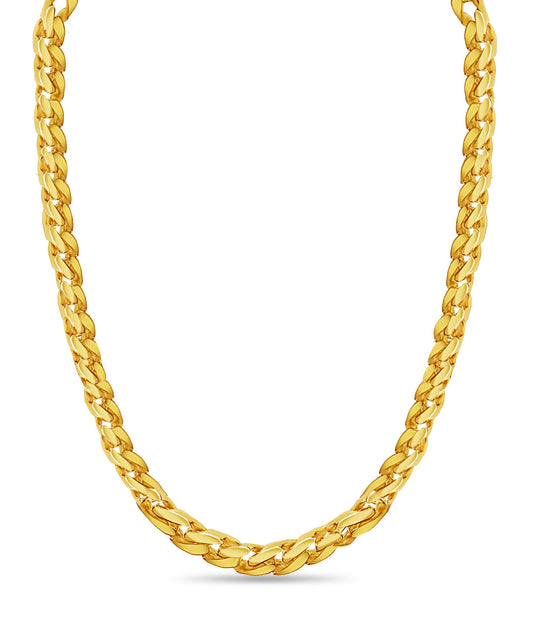 Curb Solid White/Yellow/Rose Gold Handmade Necklace , 16mm, 16-30 Inch