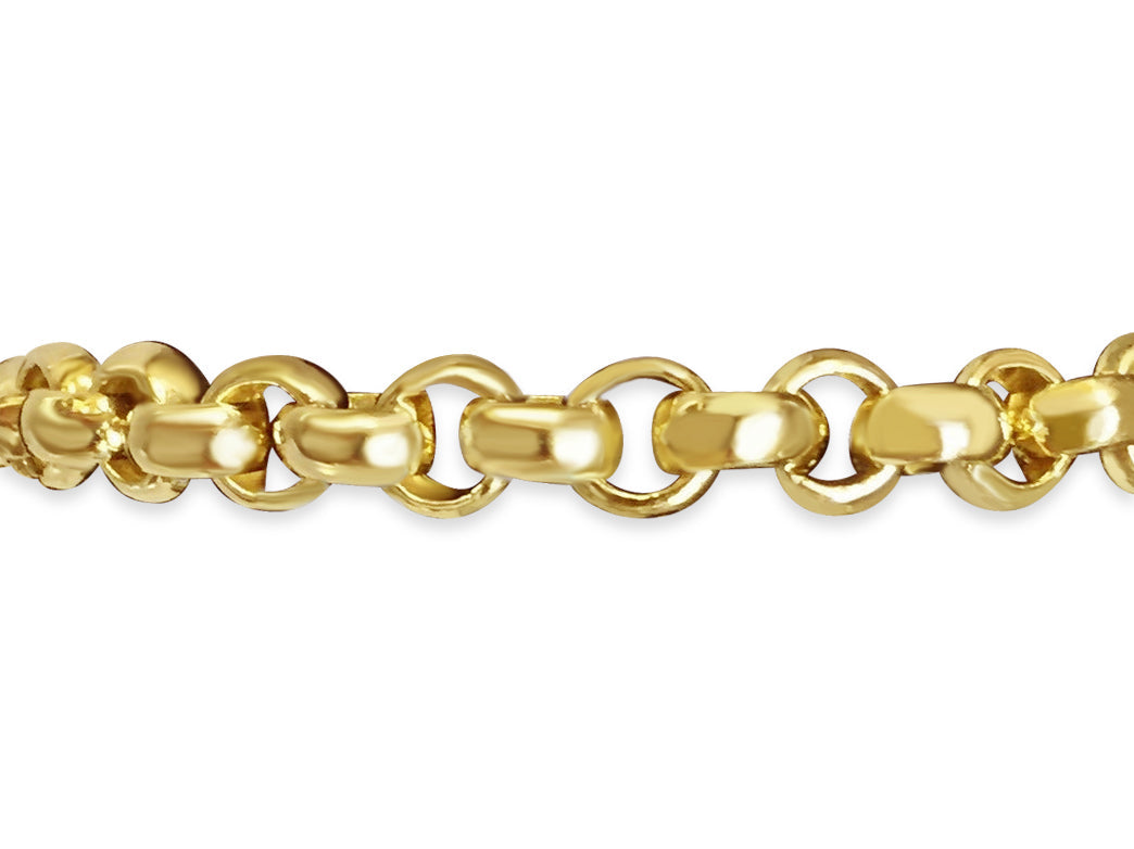 Fancy Rolo Solid White/Yellow/Rose Gold Handmade Necklace , 7mm, 16-30 Inch