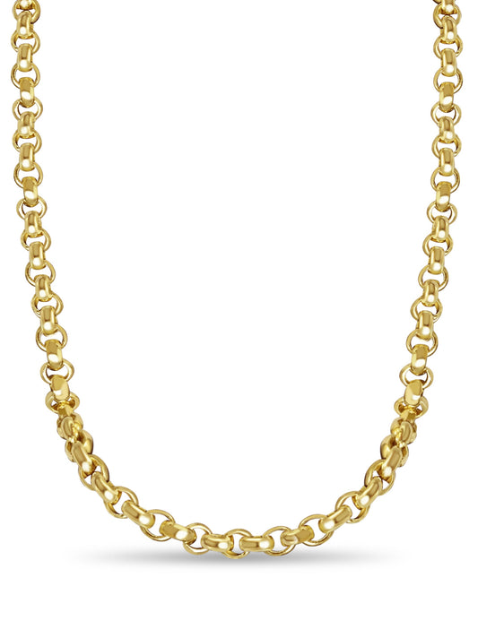 Fancy Rolo Solid White/Yellow/Rose Gold Handmade Necklace , 7mm, 16-30 Inch