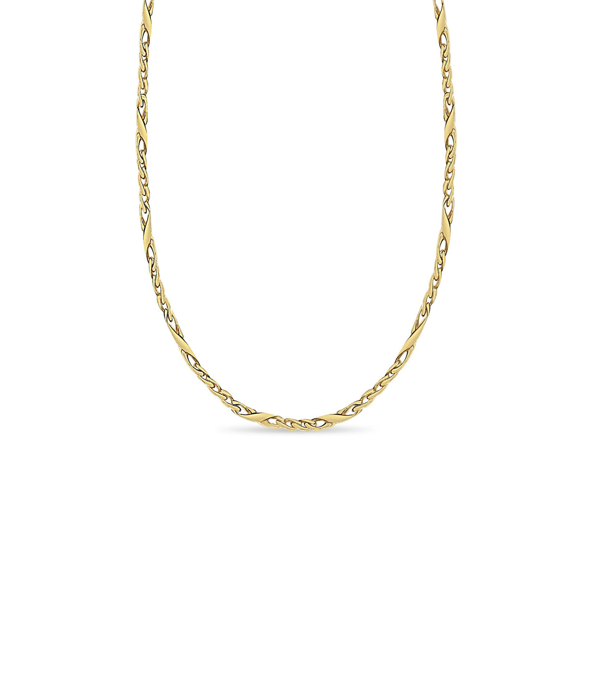 XO Curb Solid White/Yellow/Rose Gold Handmade Necklace , 6mm, 16-30 Inch