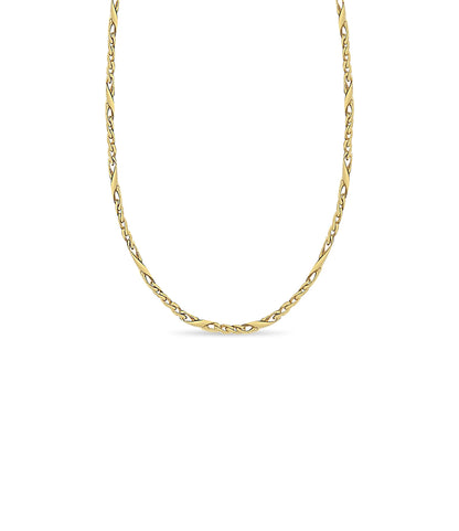 XO Curb Solid White/Yellow/Rose Gold Handmade Necklace , 6mm, 16-30 Inch