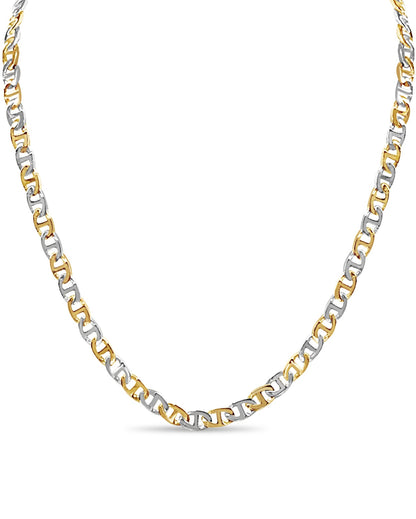 Mariner Solid White/Yellow/Rose Gold Handmade Necklace , 7mm, 16-30 Inch