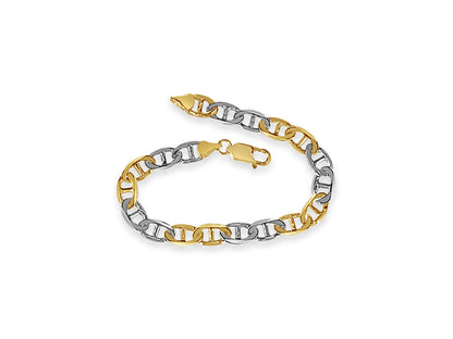 Mariner Solid White/Yellow/Rose Gold Handmade Bracelet , 8mm, 6.5-10 Inch
