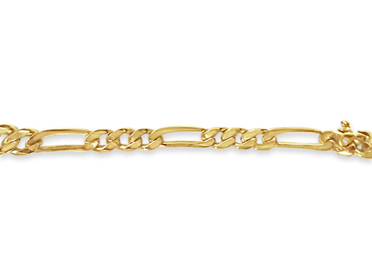 Figaro Solid White/Yellow/Rose Gold Handmade Bracelet , 5mm, 6.5-10 Inch