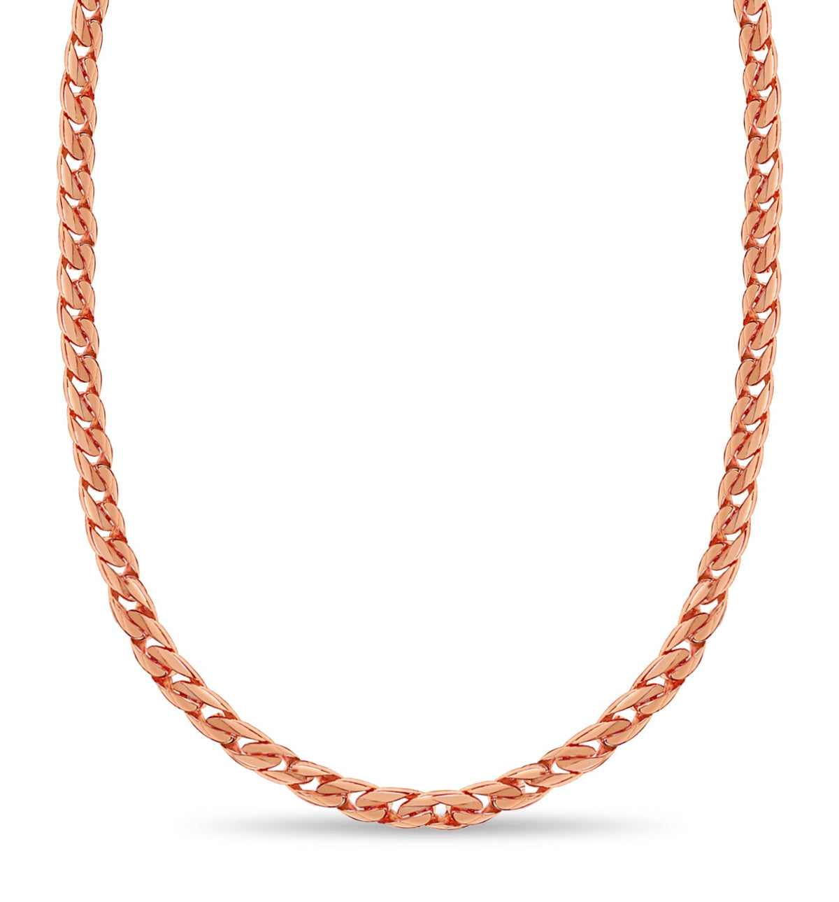 Curb Solid White/Yellow/Rose Gold Handmade Necklace , 13mm, 16-30 Inch