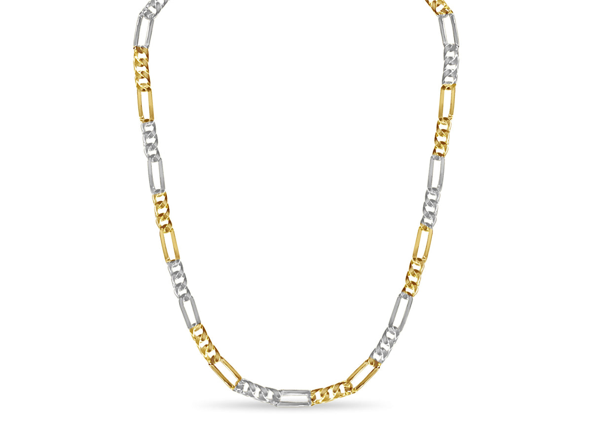 Figaro Solid White/Yellow/Rose Gold Handmade Necklace , 8mm, 16-30 Inch