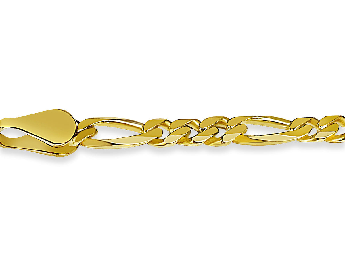 Figaro Solid White/Yellow/Rose Gold Handmade Bracelet , 5mm, 6.5-10 Inch