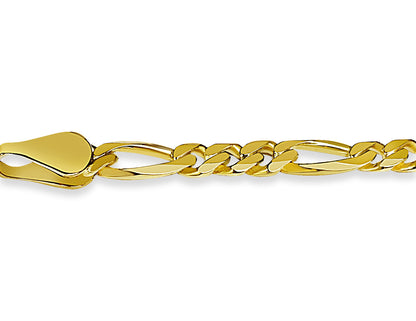 Figaro Solid White/Yellow/Rose Gold Handmade Bracelet , 5mm, 6.5-10 Inch