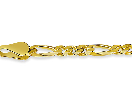 Figaro Solid White/Yellow/Rose Gold Handmade Bracelet , 5mm, 6.5-10 Inch