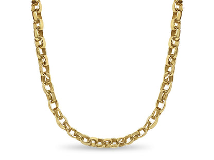 Oval Rolo Solid White/Yellow/Rose Gold Handmade Necklace , 6mm, 16-30 Inch