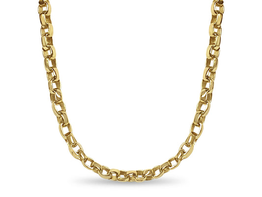 Oval Rolo Solid White/Yellow/Rose Gold Handmade Necklace , 6mm, 16-30 Inch