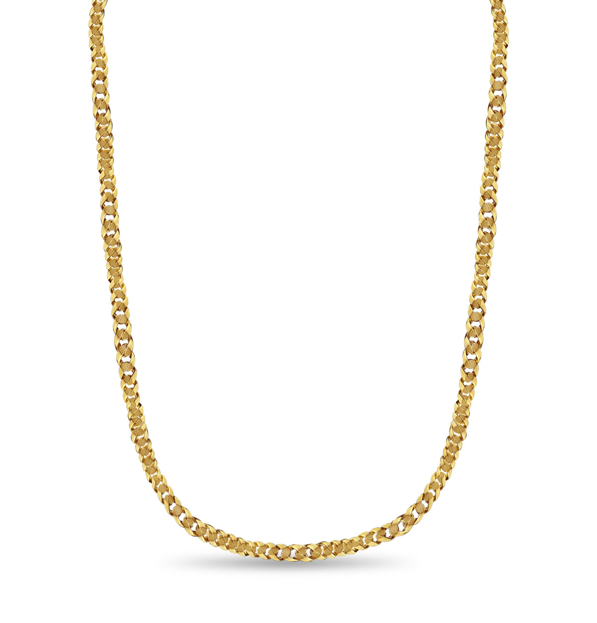 Curb Solid White/Yellow/Rose Gold Handmade Necklace , 15mm, 16-30 Inch