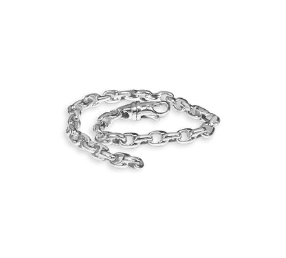 Fancy Rolo Solid White/Yellow/Rose Gold Handmade Bracelet , 6mm, 6.5-10 Inch