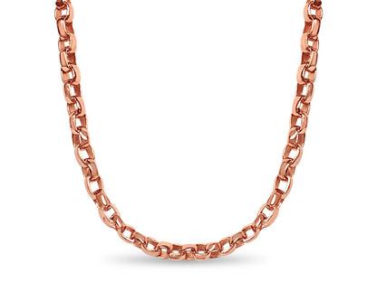 Oval Rolo Solid White/Yellow/Rose Gold Handmade Necklace , 6mm, 16-30 Inch