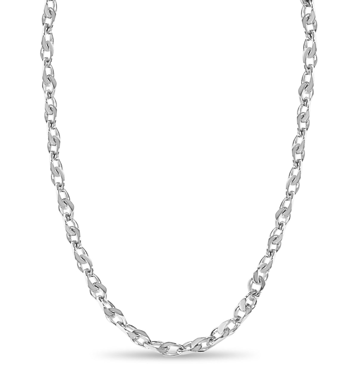 Anchor Mariner Solid White/Yellow/Rose Gold Handmade Necklace , 7mm, 16-30 Inch