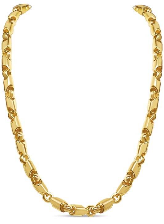 Fancy Tube Solid White/Yellow/Rose Gold Handmade Necklace , 8mm, 16-30 Inch
