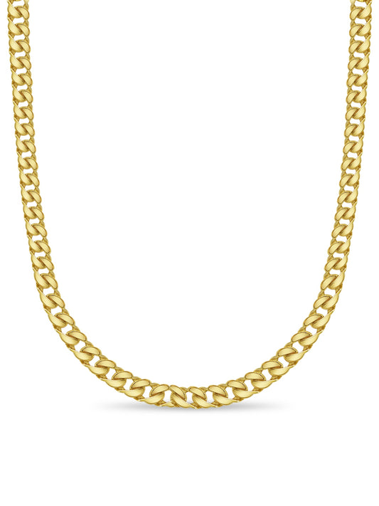 Curb Solid White/Yellow/Rose Gold Handmade Necklace , 20mm, 16-30 Inch