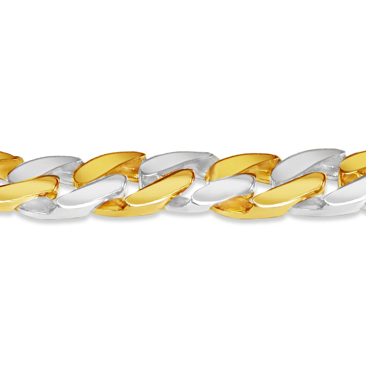 Curb Solid White/Yellow/Rose Gold Handmade Necklace , 16mm, 16-30 Inch