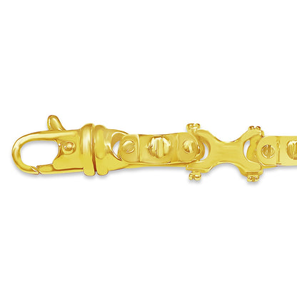 Equestrian Solid White/Yellow/Rose Gold Handmade Bracelet , 9mm, 6.5-10 Inch