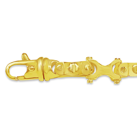 Equestrian Solid White/Yellow/Rose Gold Handmade Bracelet , 9mm, 6.5-10 Inch
