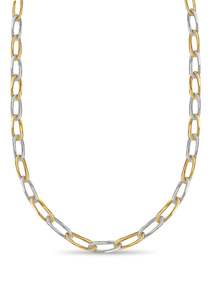 Flat Solid White/Yellow/Rose Gold Handmade Necklace , 9mm, 16-30 Inch