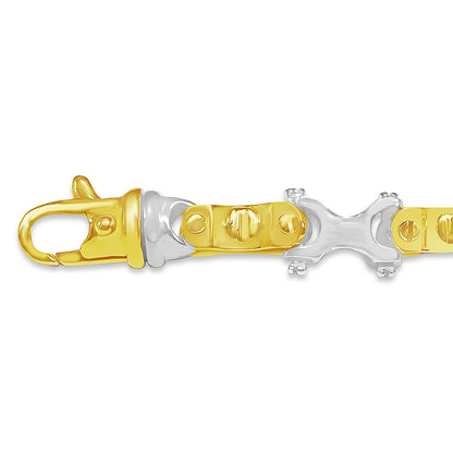 Equestrian Solid White/Yellow/Rose Gold Handmade Necklace , 9mm, 16-30 Inch